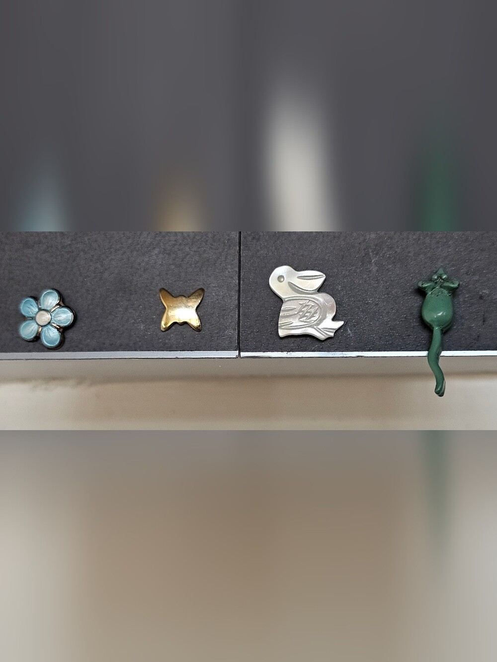 Collection of 4 single vintage earrings- flower,pelican,mouse,butterfly